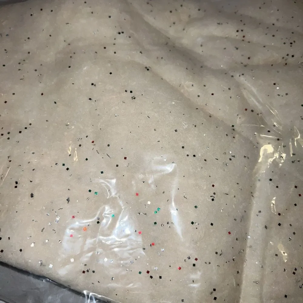 Vintage Sparkl-Tex Glittering Christmas Tree Skirt White w/ Glitter 48